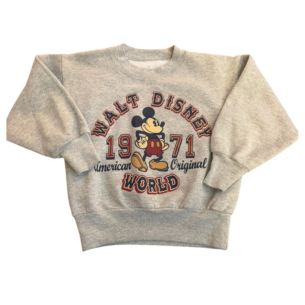 Walt Disney World 1971 Mickey Mouse Gray Sweatshirt Kids Sz XS American Original